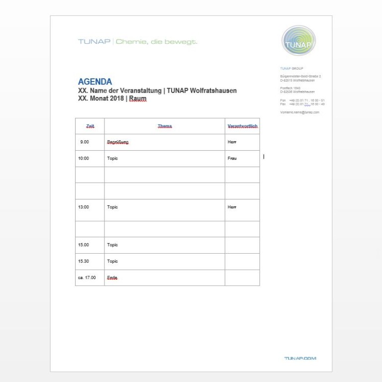 Agenda und Protokoll